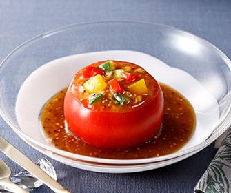 トマトファルシィーの冷製スープ