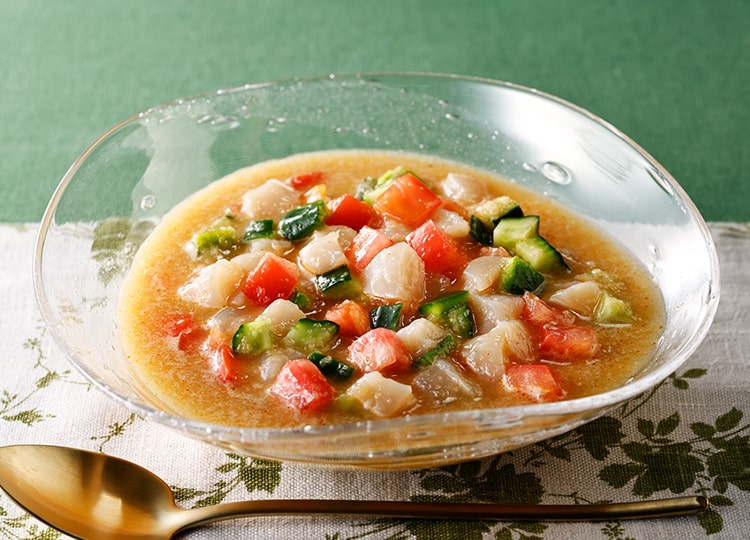 帆立のガスパチョ風冷製スープ